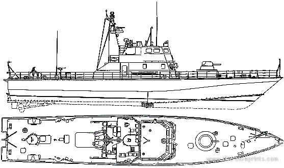 Корабль RFS Project 1431.0 Mirazh [Mirage class Border Patrol Boat] - чертежи, габариты, рисунки